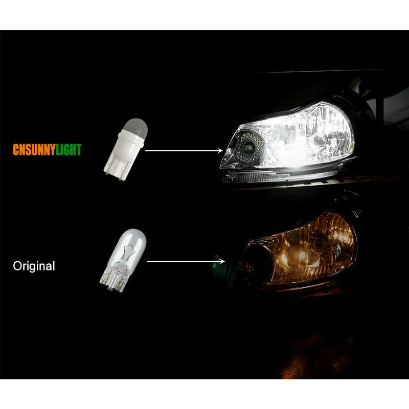 CNSUNNYLIGHT Newest Ceramic Base T10 W5W LED Car Interior Light Marker 12V Wedge Parking Dome Bulbs Mini Size White 6000K