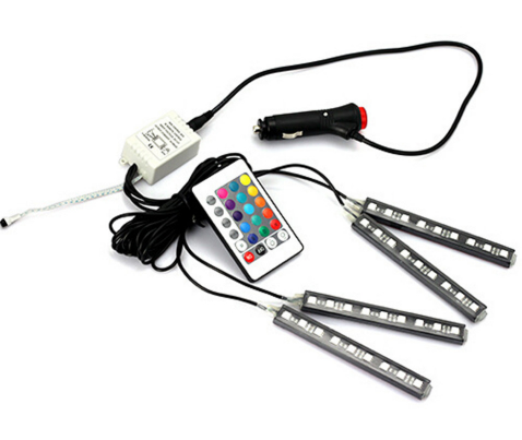 4pcs/et 7 Color LED Car Interior Lighting Kit car styling interior decoration atmosphere light and Wireless Remote Control