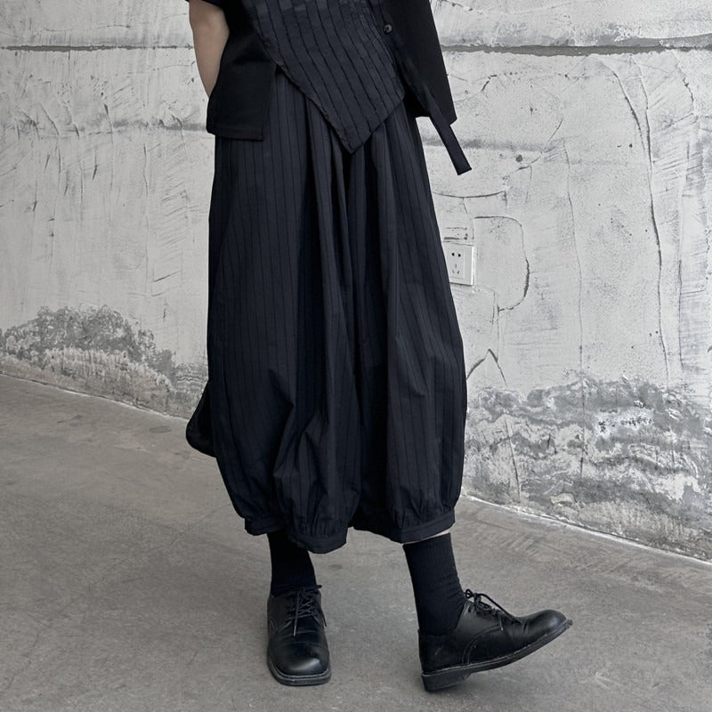 Casual wide leg pants for women in summer thin cut nine inch loose flower bud lantern pants