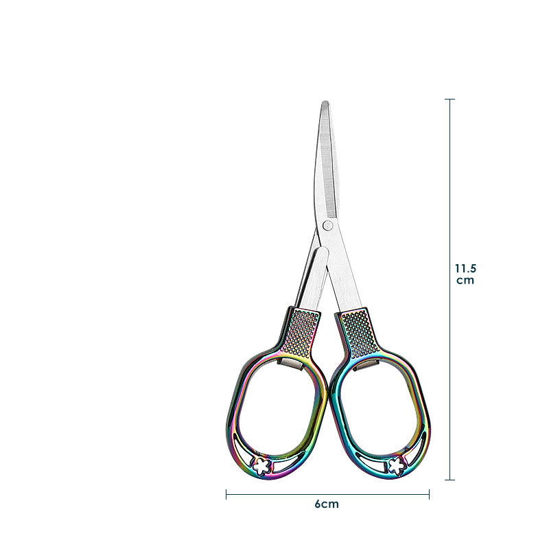 Folding Fishing Scissors Multi-Functional Lead Leather Scissors Fishing Line Cut Vigorous Horse 8-Character Small Scissors Fishing Supplies Fishing Gear