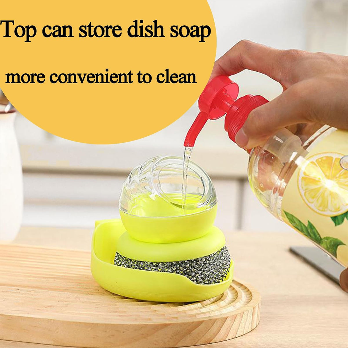 Astronaut spherical pot brush automatically adds liquid and presses out liquid