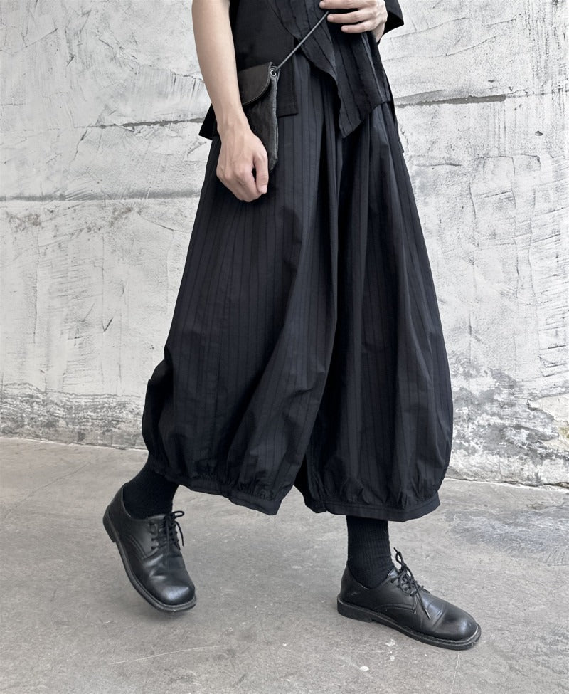 Casual wide leg pants for women in summer thin cut nine inch loose flower bud lantern pants