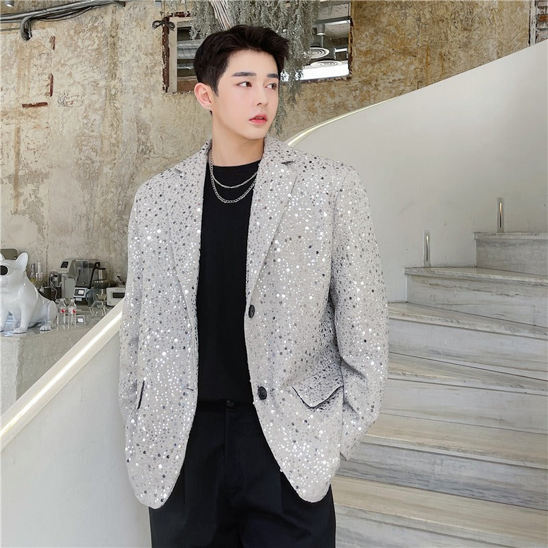 Personalized trendy design embroidered sequins decoration nightclubs thick suits