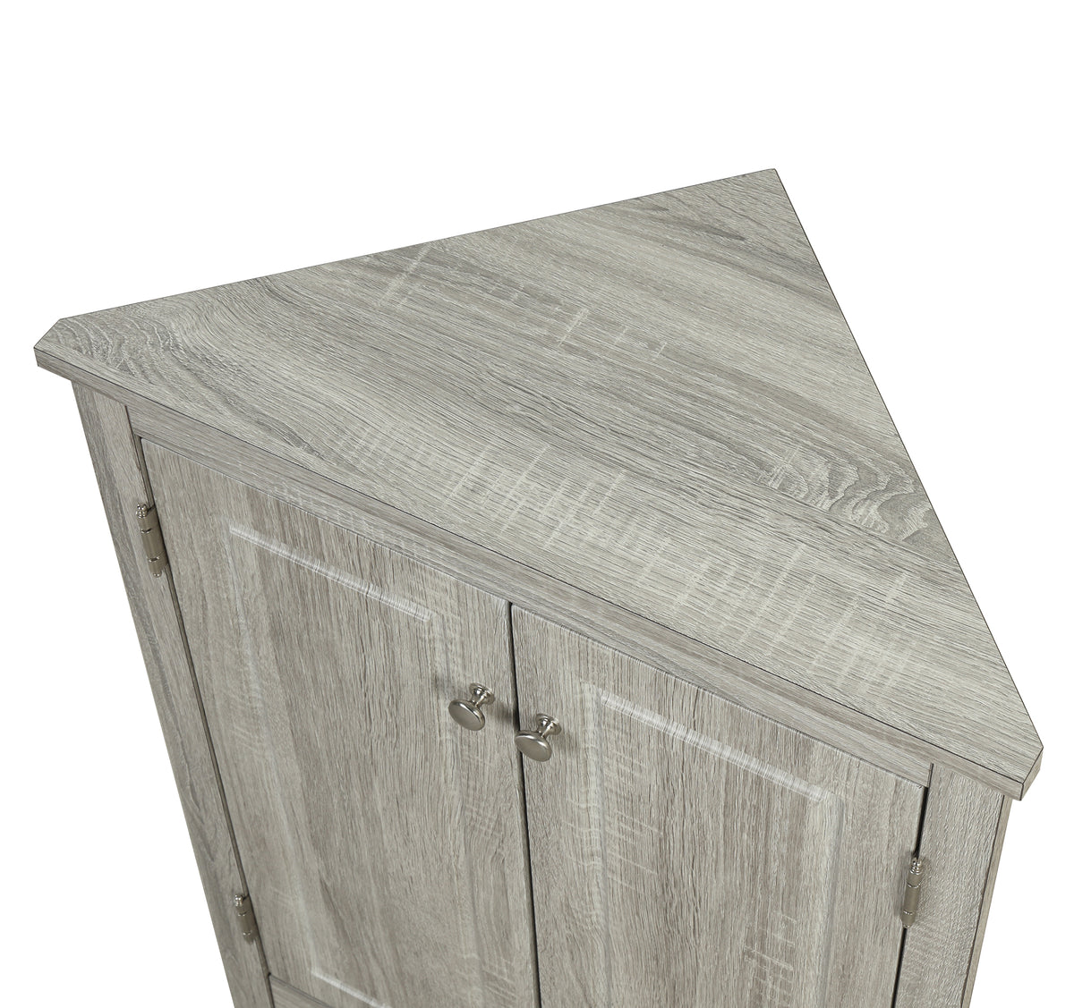 Oak Triangle Bathroom Storage Cabinet with Adjustable Shelves, Freestanding Floor Cabinet for Home Kitchen