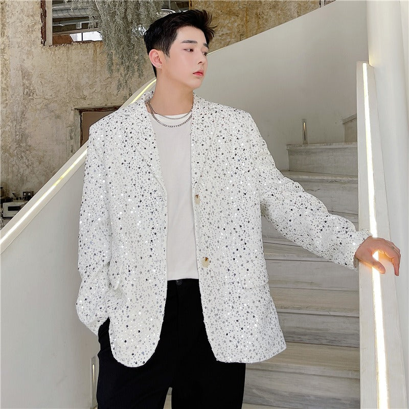 Personalized trendy design embroidered sequins decoration nightclubs thick suits