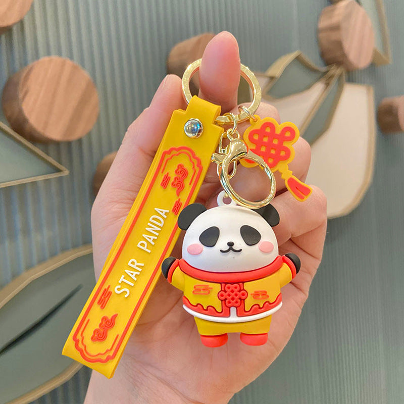 Panda Mascot Keychain Cartoon Cute Car Key Pendant Bag Ornament Small Jewelry Keychain