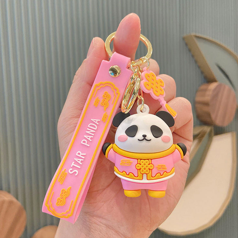 Panda Mascot Keychain Cartoon Cute Car Key Pendant Bag Ornament Small Jewelry Keychain