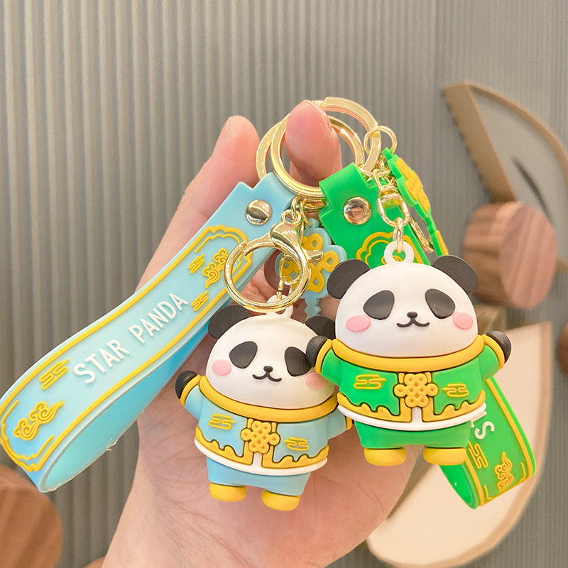 Panda Mascot Keychain Cartoon Cute Car Key Pendant Bag Ornament Small Jewelry Keychain