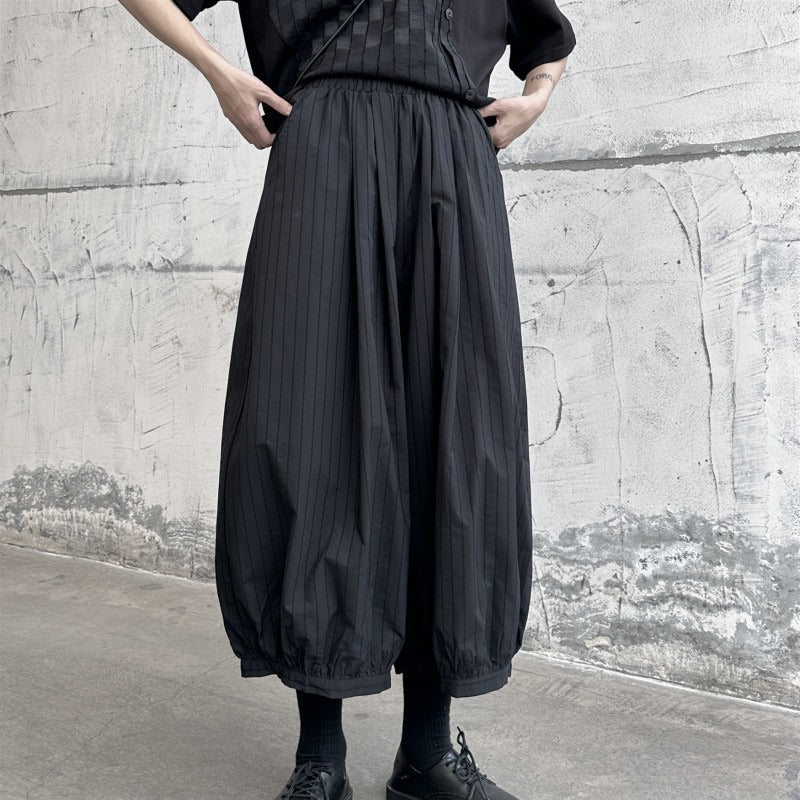 Casual wide leg pants for women in summer thin cut nine inch loose flower bud lantern pants