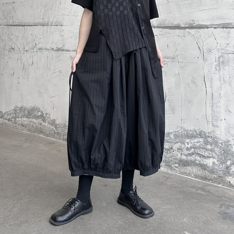 Casual wide leg pants for women in summer thin cut nine inch loose flower bud lantern pants