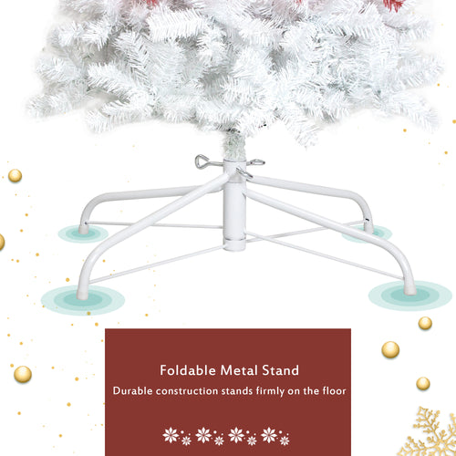 6FT hinge fir artificial fir curved top Christmas tree, bendable, 1250 lush branch hints, 300 LED Christmas lights