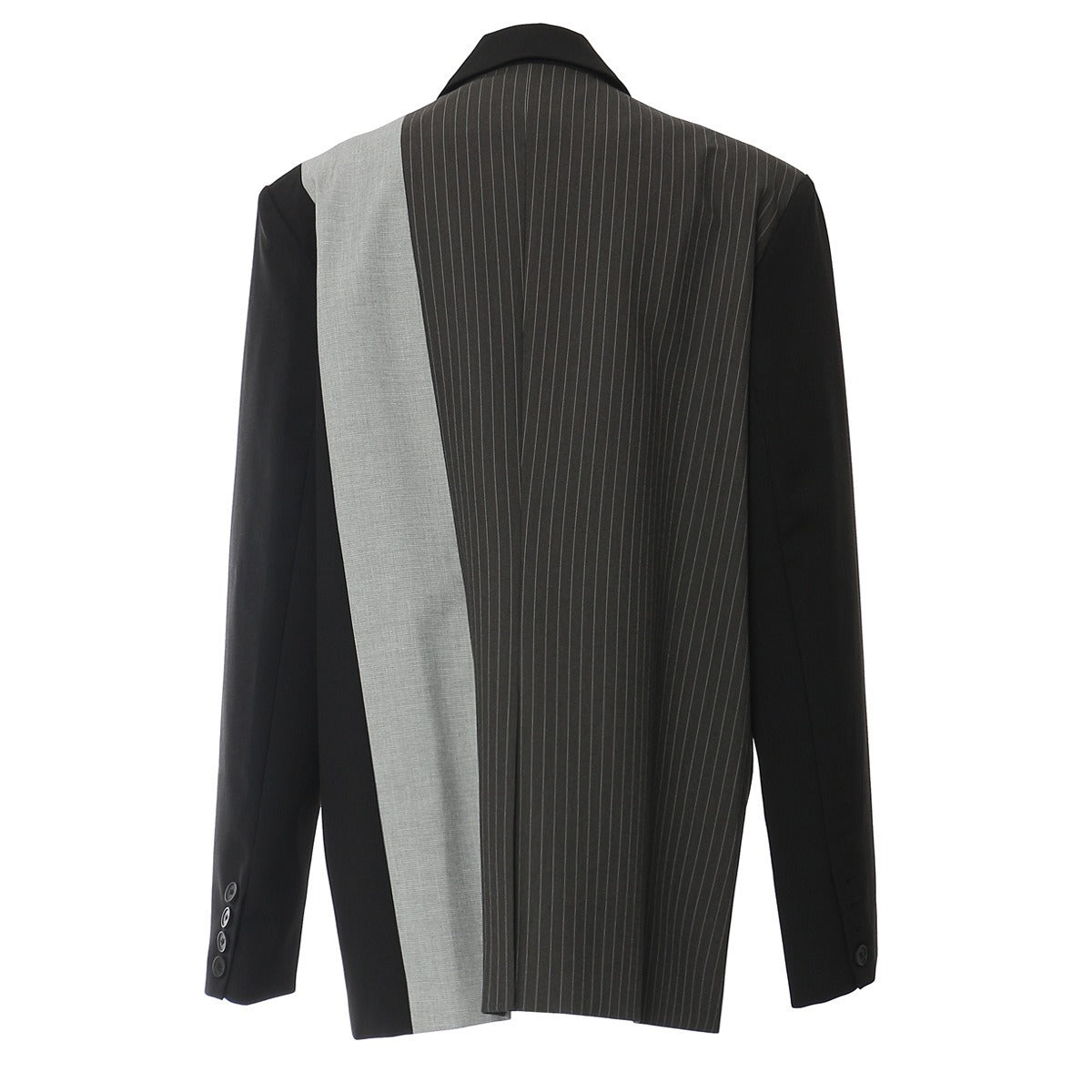 High end contrasting striped suit with spring plaid loose jacket