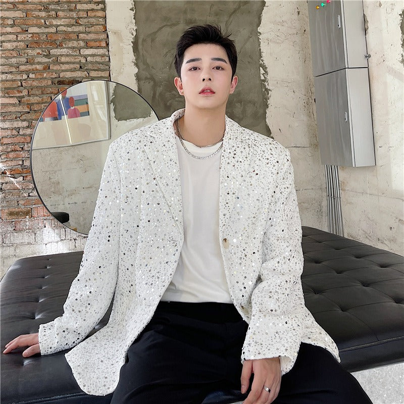 Personalized trendy design embroidered sequins decoration nightclubs thick suits