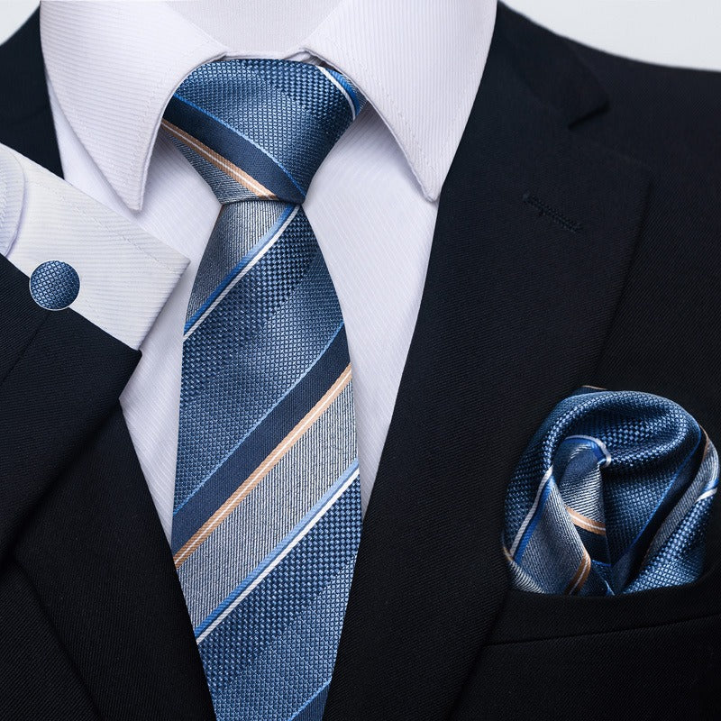 Paisley patterned men's wedding suit tie pocket towel cufflink set