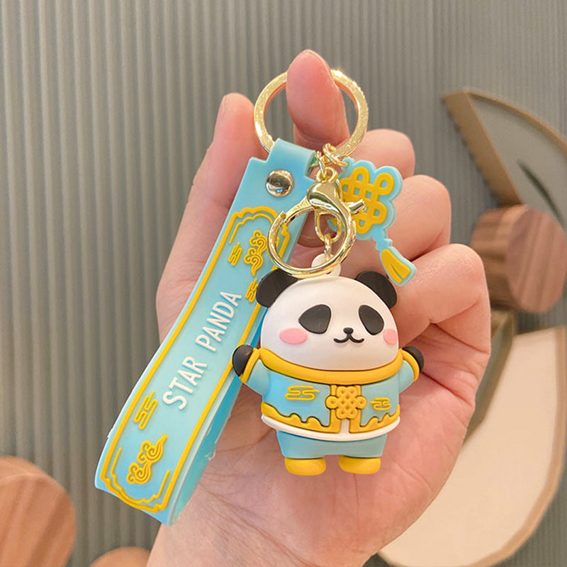 Panda Mascot Keychain Cartoon Cute Car Key Pendant Bag Ornament Small Jewelry Keychain