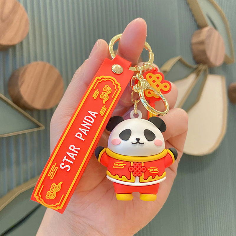 Panda Mascot Keychain Cartoon Cute Car Key Pendant Bag Ornament Small Jewelry Keychain