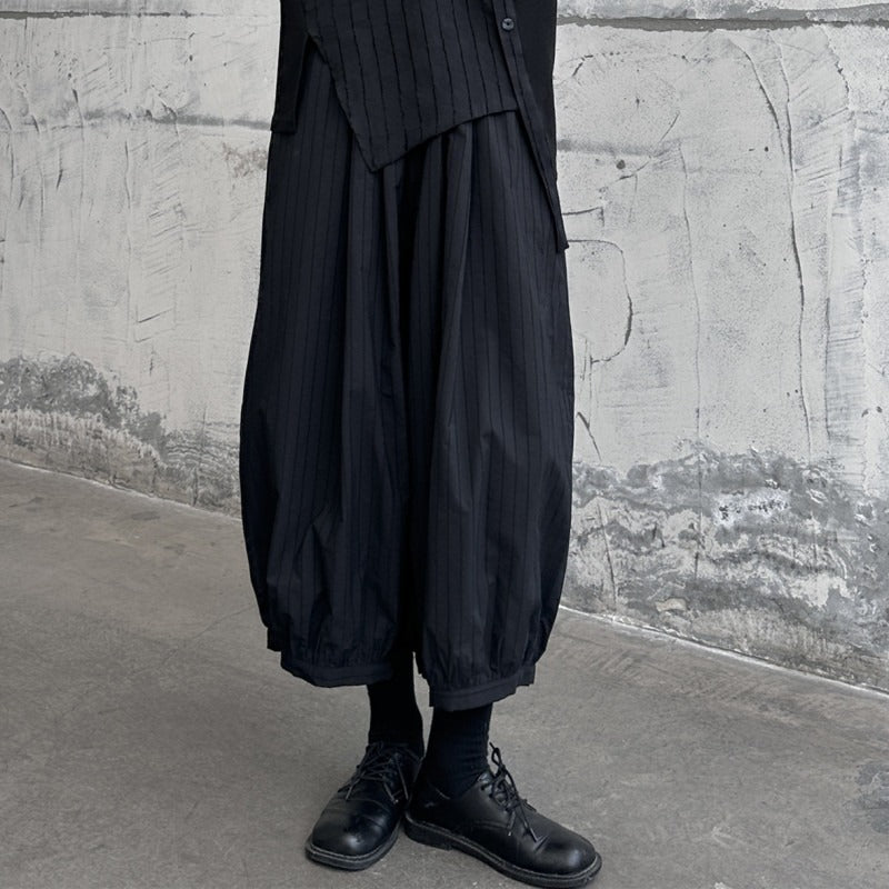 Casual wide leg pants for women in summer thin cut nine inch loose flower bud lantern pants