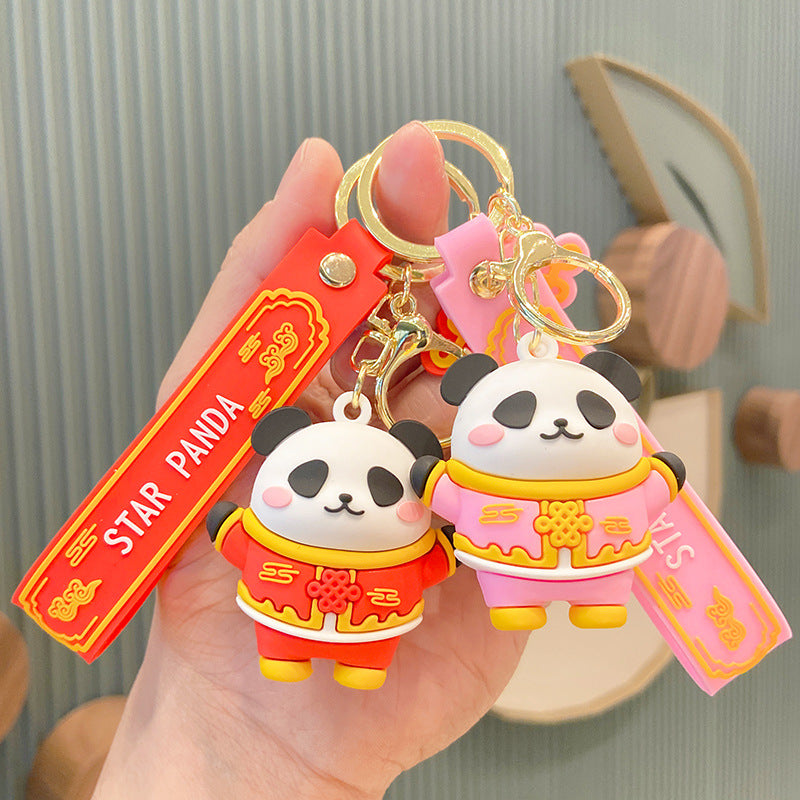 Panda Mascot Keychain Cartoon Cute Car Key Pendant Bag Ornament Small Jewelry Keychain